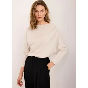 Mint Velvet Neutral Metallic Ruched Long Sleeve Top